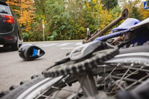 car and motorcycle accident site