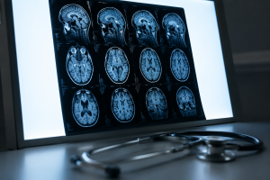 MRI brain scan on lightbox