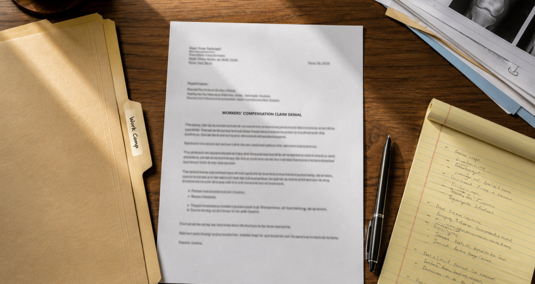 Work comp claim and medical papers