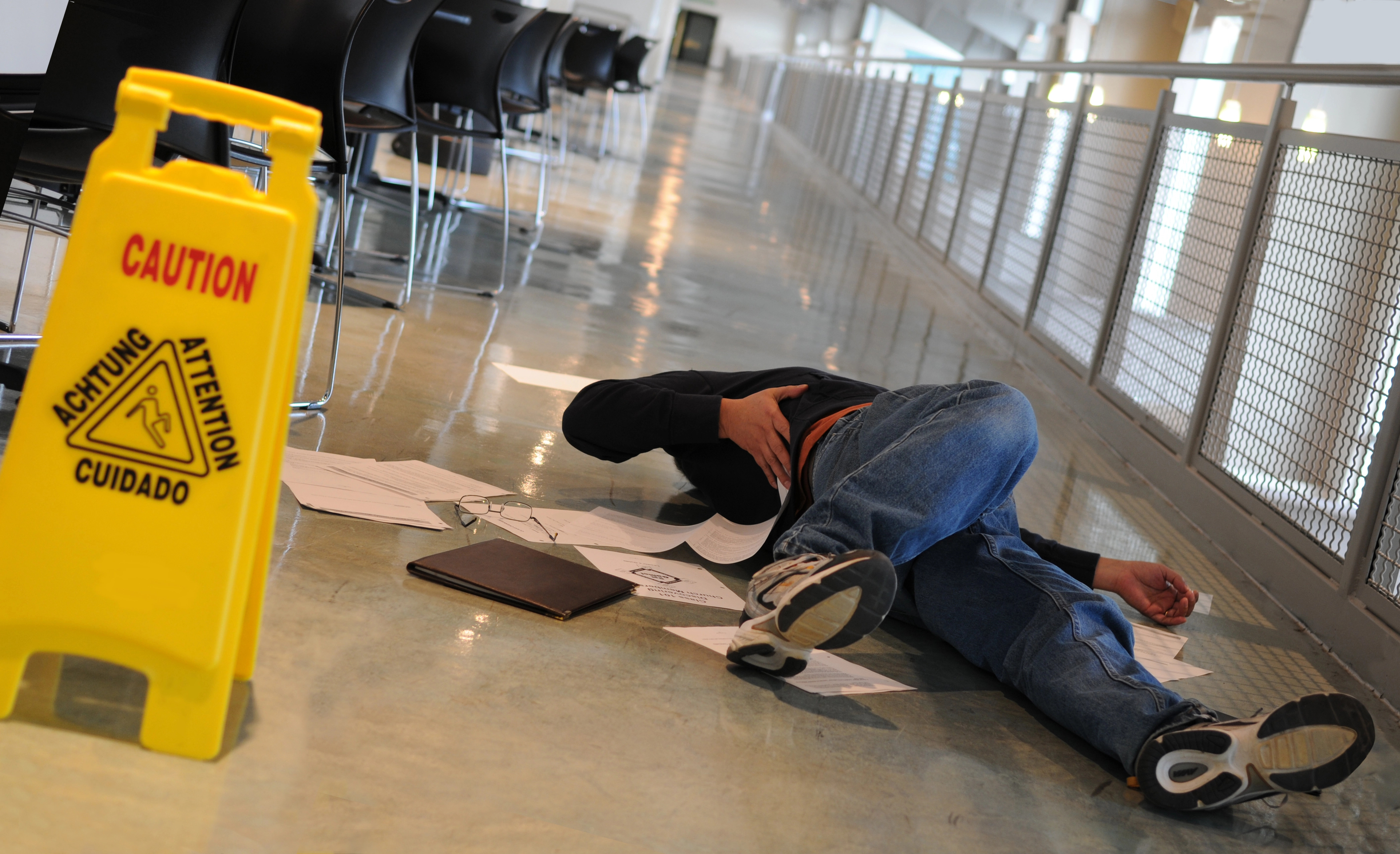 fallen man in workplace