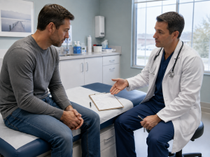 Doctor Explaining Medical Forms to Patient