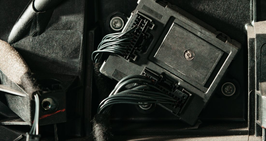 close up of truck engine control module